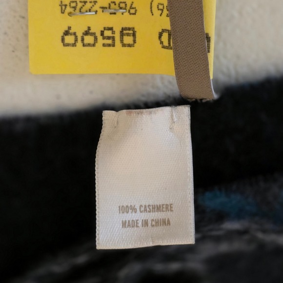 Unbranded 100% Cashmere Oversized Scarf Wrap Blue Paisley Floral Fringe Shawl - Picture 5 of 6